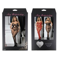 Bodystocking, Keyhole w/Bow, PLUS SIZE, RED